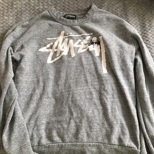 stussy gray logo sweatshirt